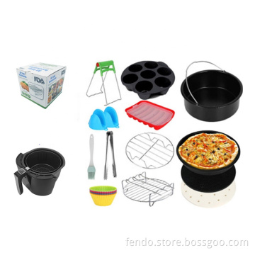 7 Inch Round Stainless Steel Kitchen Cake Pan Pizza Pan 13pcs Air Fryer Accessories Set